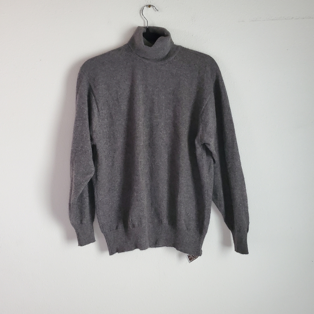 Vintage Bergdorf Goodman Cashmere Turtleneck Sweater Womens M Gray